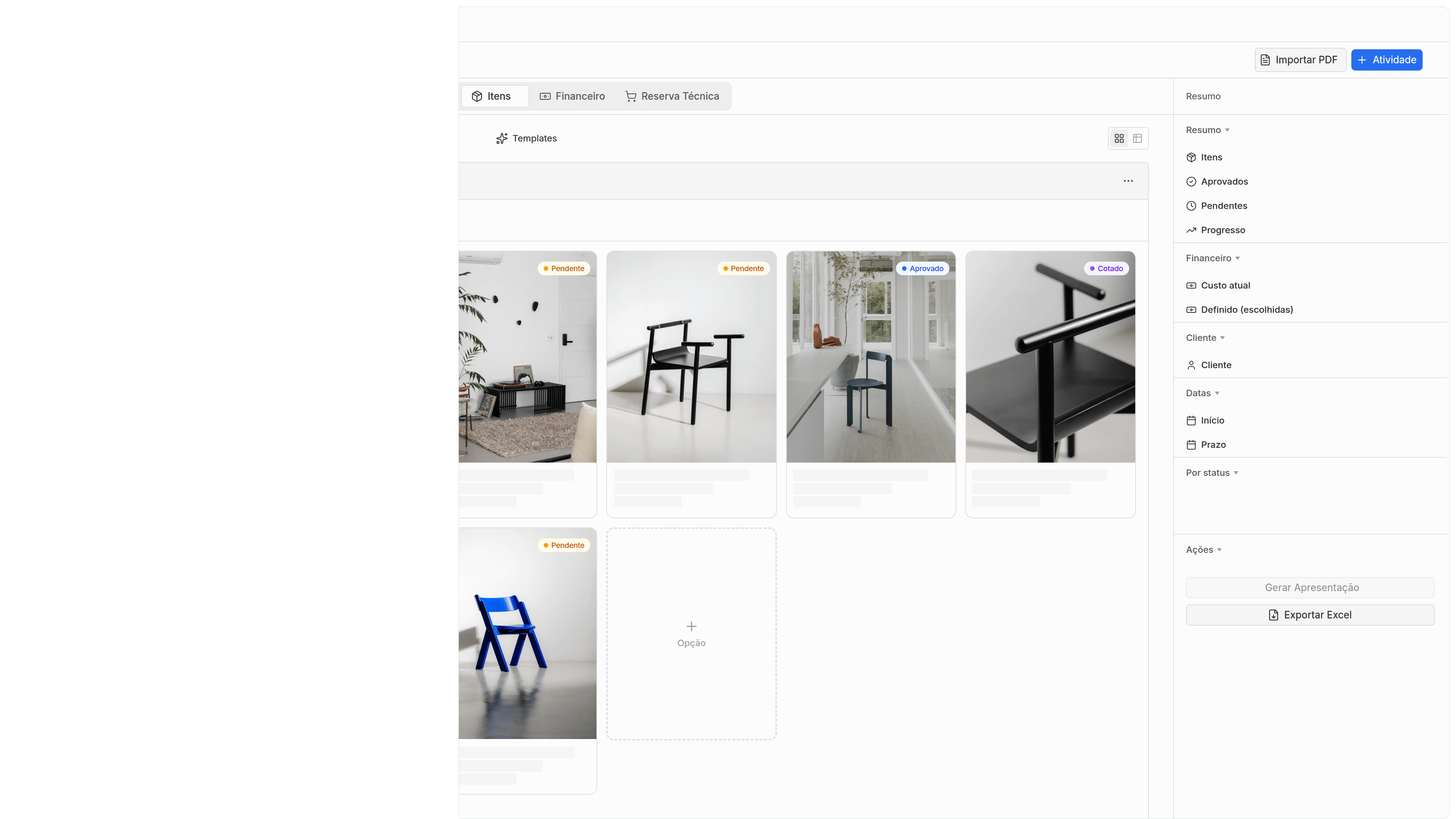 Braxio — painel do sistema de gestão